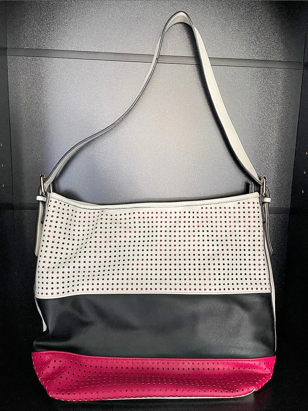 Brangio Italy Polka Dot Shoulder Bag in Black, White & Pink